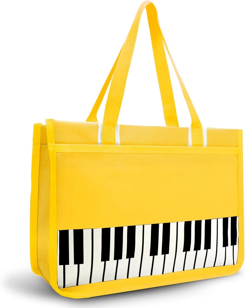 BestSounds Piano Bag, Zipper Waterproof Oxford Cloth Music Piano Accessories Book Bag Tote for Students Kids, Girls, Women, Gifts for Music Lovers Musicians (Yellow) - Image 1